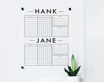 Acrylic Chore Chart, Dry Erase Chore Chart for Two Kids, Personalized To Do List For Wall, Floating Chore chart, Clear Acrylic Task Chart
