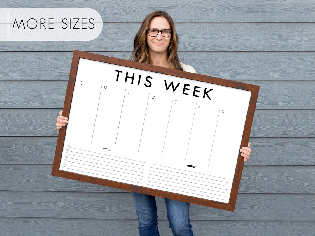 Personalized Framed Dry Erase Weekly Wall Calendar for Home or Office