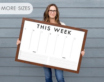 Personalized Framed Dry Erase Weekly Wall Calendar for Home or Office | Custom Reusable Whiteboard Style Weekly Planner for Family