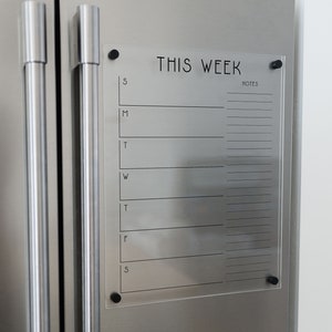Personalized Weekly Fridge Calendar, Dry Erase Clear Acrylic Magnetic Planner | Reusable Family Calendar, Weekly Meal Planner for Fridge