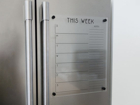 Personalized Weekly Fridge Calendar, Dry Erase Clear Acrylic Magnetic  Planner Reusable Family Calendar, Weekly Meal Planner for Fridge - Etsy
