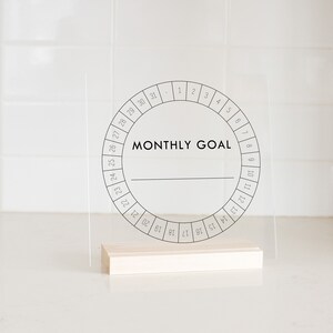 Dry Erase Monthly Goal Tracker on Acrylic with Wood stand Habit Tracker for Productivity image 3