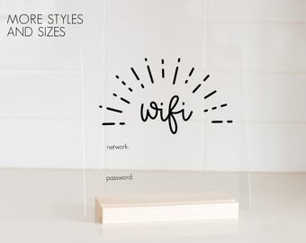 Wifi Password Sign, Acrylic Wifi Sign, Personalized and/or Dry-erase Wifi Network Sign for Guests | More Sizes & Designs Available