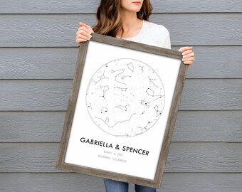 Custom Framed Star Map Print, Anniversary Gift