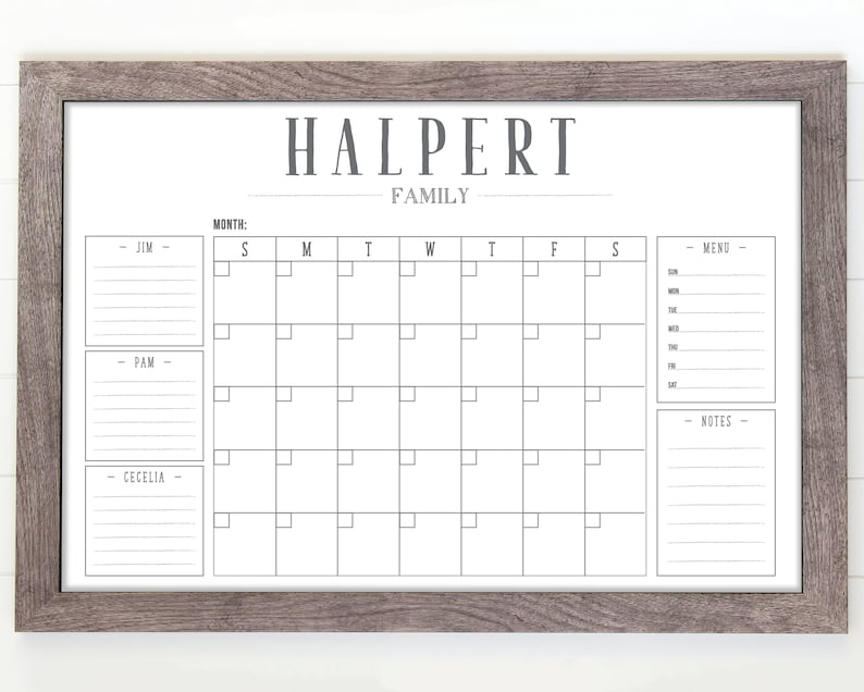 Command Center Calendar Large Wall Dry Erase Framed 24x36 36132