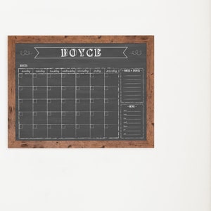 Chalkboard Calendar, Dry Erase Custom Chalkboard Calendar