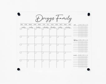 Acrylic Calendar with Chore Chart, Monthly Command Center, Dry Erase Wall Mount Chore Chart Calendar, Family Chore Chart with Names