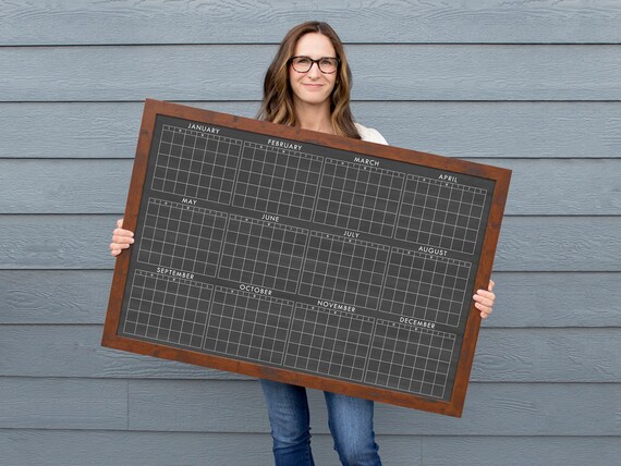 12 Month Yearly Dry Erase Chalkboard Calendar 36 X - Etsy