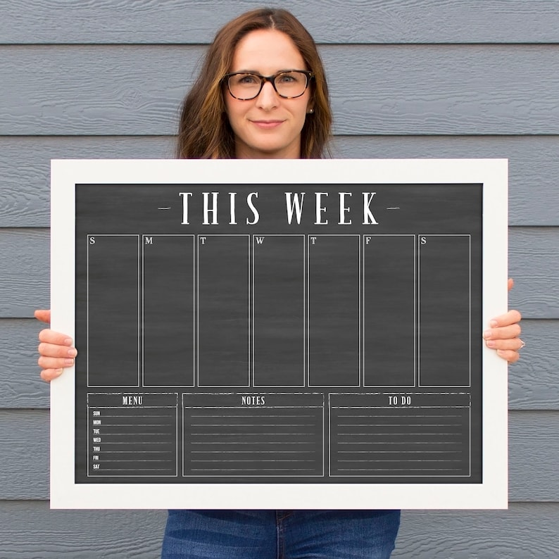 18x24 Weekly Calendar Weekly Chalkboard Dry Erase Planner Etsy