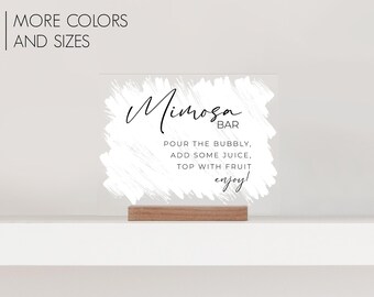 Placa de bar Mimosa para decoração de casamento com pincelada | Placa de bar Mimosa para casamento, chá de panela ou evento