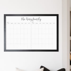 Wall Calendar Dry Erase Command Center, LARGE 24 X 36 Whiteboard Calendar / Dry erase calendar / Framed calendar / 2 months #36173 / Perkins