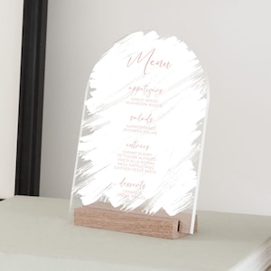Benutzerdefinierte Acryl-Hochzeits-Menü-Zeichen mit Holzständer, benutzerdefinierte Bar-Menü, benutzerdefinierte Hochzeitsdekor, Acryl-Hochzeitsschild, elegante und moderne Hochzeit