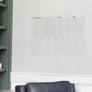 Acrylic Weekly Schedule for Wall, Custom Acrylic Wall Planner, Weekly Planner for Wall in Office or Mudroom , Weekly Planner with to do list