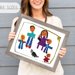 Frame With Kids Artwork, Non-Glare Framed Kids Art, Actual Kids Drawing for Parents or Grandparents, Mother&#39;s Day Gift, Kids Art Wall Decor