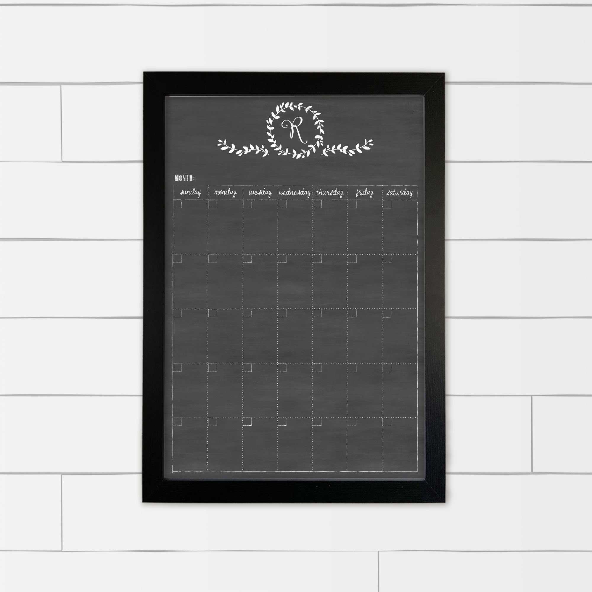 24x36 Monogram Calendar Dry Erase Calendar Family Calendar Etsy