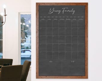 Personalized Framed Wall Calendar – Custom Family Chalkboard for Home or Office