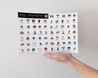 Holiday Stickies, Reusable Planner Static Clings for Acrylic Calendars | Yearly Holiday Planner Stickies, Reusable Holiday Sticker Sheet