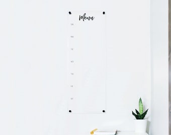 Acrylic Menu Board | Meal Planner | Dry Erase Menu Board | 2 sizes available 9x23, 14x38, & 18x47.5