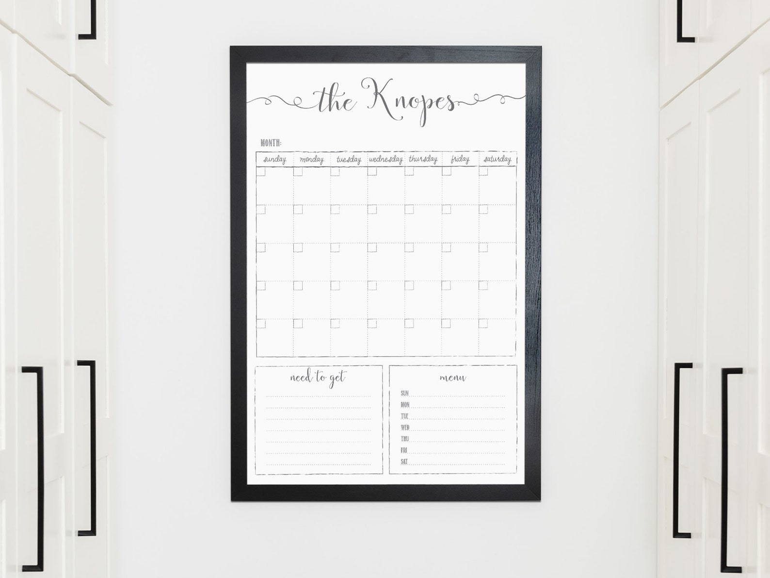 Family Wall Calendar Custom 24x36 Framed Whiteboard Dry Etsy