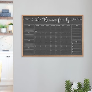 Command Center for Family, Dry Erase Chalkboard Style Command Center, Weekly and Monthly Calendar Combo, Family Center Calendar