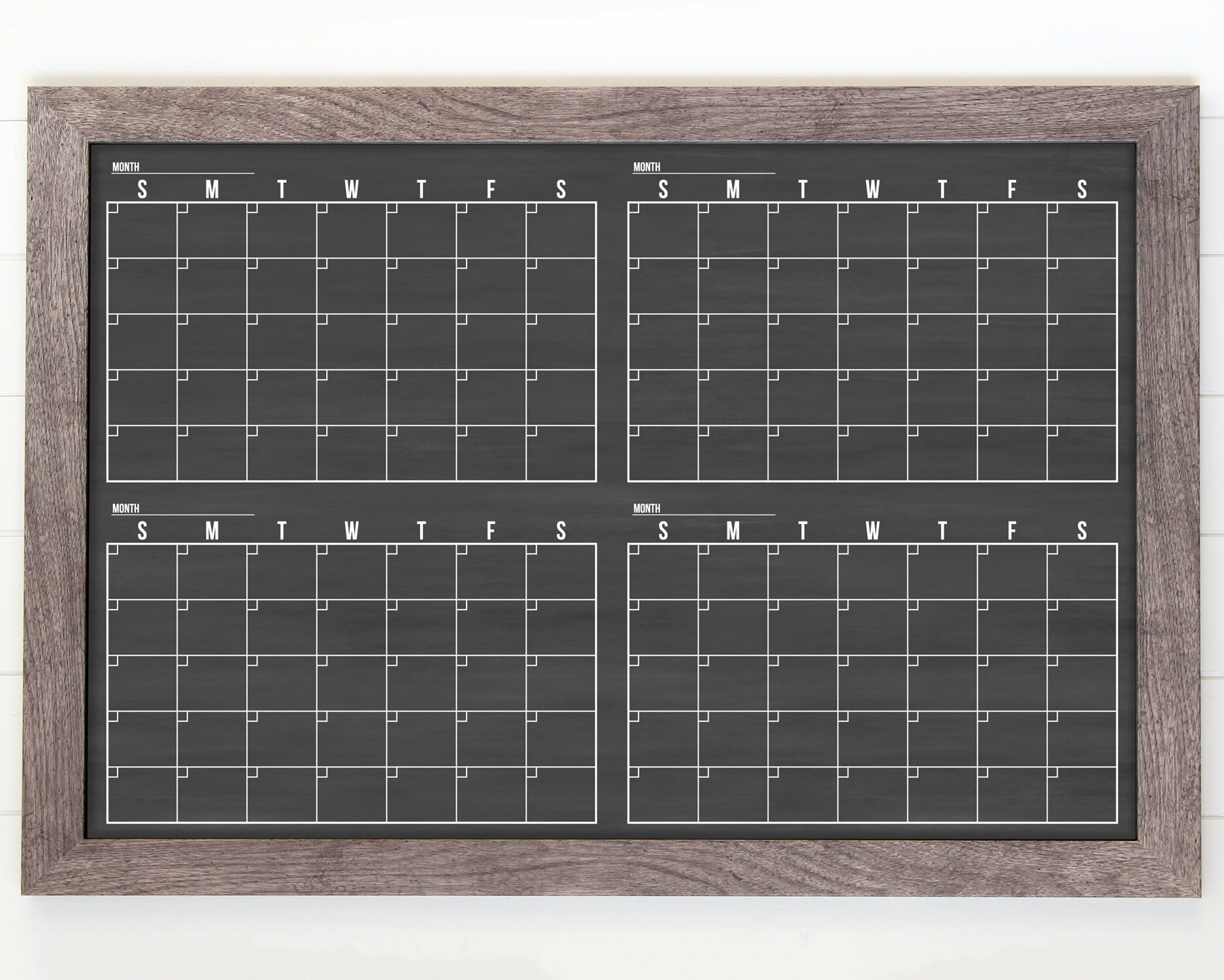 4 Month Minimalist Dry Erase Chalkboard Calendar 36 x Etsy