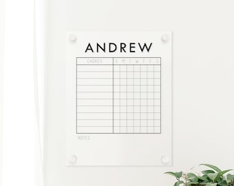 Personalized Chore Chart | Custom Chore Chart in Dry Erase Acrylic | Size 11"x14"