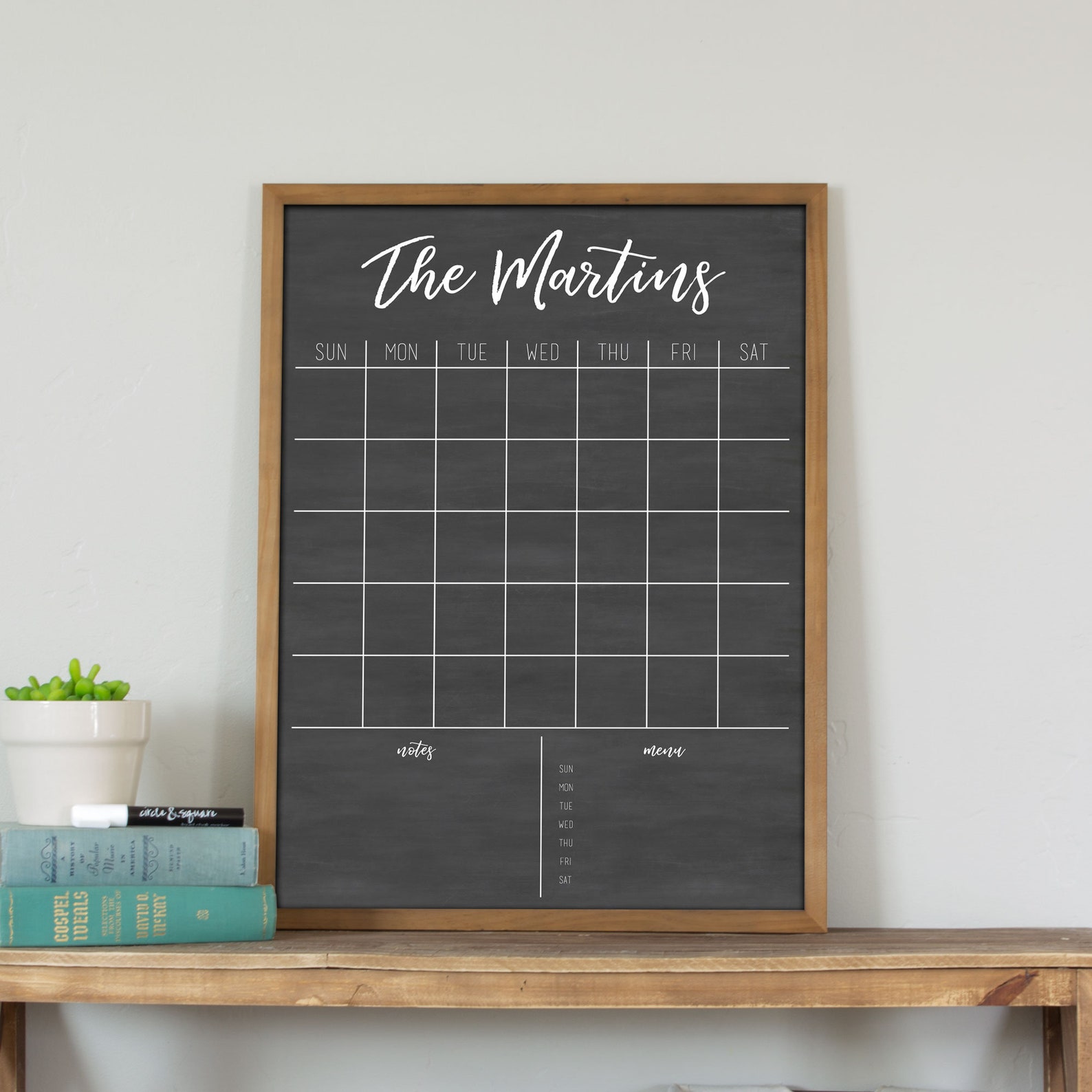 Dry Erase Chalkboard Calendar 18x24 Personalized and Framed Etsy