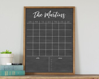 Dry Erase Chalkboard Calendar, 18x24 - Personalized and Framed for Wall, #18165