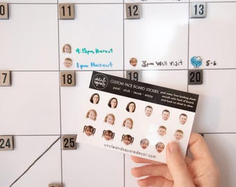 Custom Face Stickers for Calendar | Reusable Mini Face Static Cling Stickers for Acrylic & Framed | Personalized Photo Planner Stickers