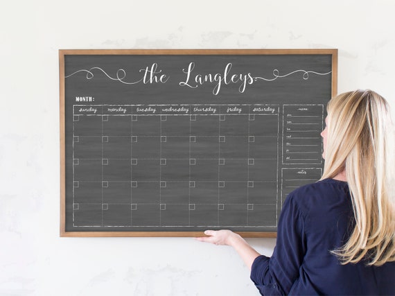 Personalized Dry Erase Chalkboard Calendar Small OR Large Size Framed  Family Command Center Organizer Horizontal - Etsy