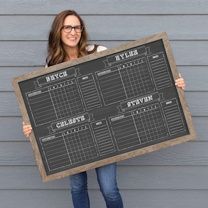 Large Kid Chore Chart , Family Chore Chart , 4 person chore chart, 4 child chore chart