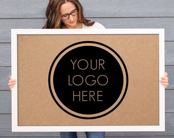 Custom Logo Cork Board for Wall, Framed Bulletin Board with Business Branding, Office Organizer, Vision Board, Company Message Center