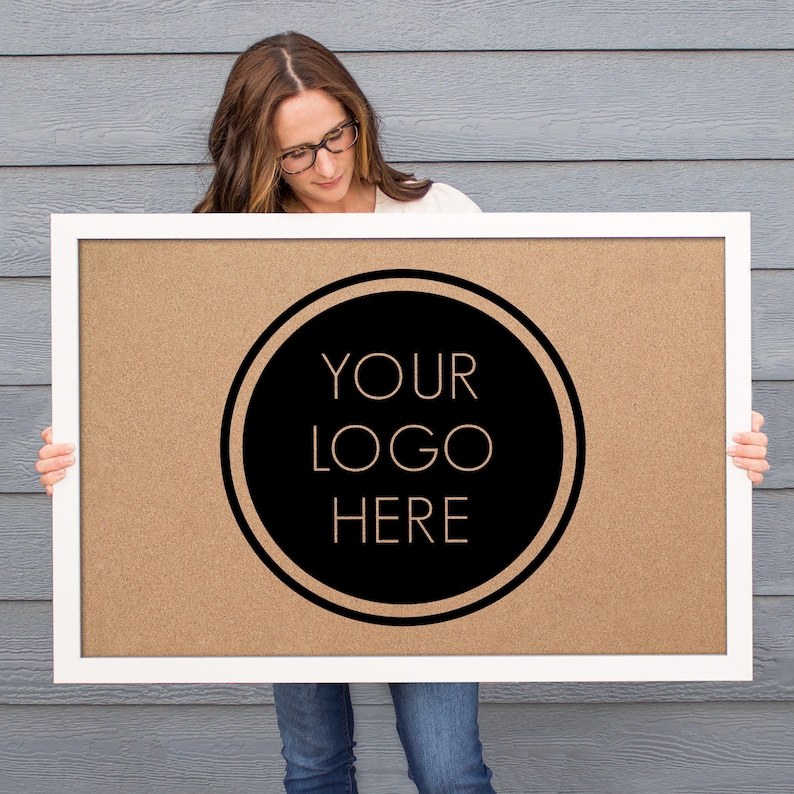 Custom Logo Cork Board for Wall, Framed Bulletin Board With Business ...