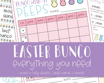 Easter Bunco Bundle Printable, Spring Peep Theme Dice Game, PDFs