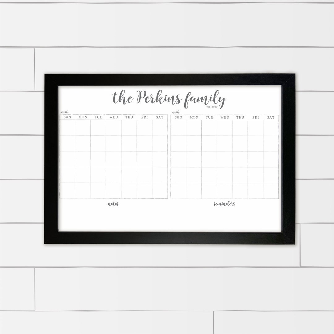 Large 24x36 Calendar Framed Calendar Dry Erase Board Etsy