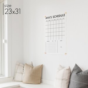 23x31 Acrylic school or homeschool wall calendar and schedule to mount on wall with 4 standoffs.