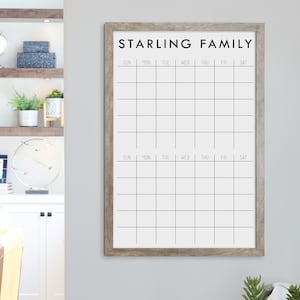 Large Framed Two Month Dry Erase Custom Command Center for Family | Personalized Framed Reusable Two Month Planner Home or Office Decor