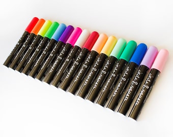 Deluxe Chalk Marker Set, 16 Colorful Chalk Pens with 6mm Reversible Tip - Chisel or Round, Dry Erase Markers, Liquid Chalk Markers