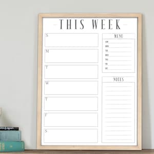 18x24 Weekly Calendar, Weekly Dry Erase Planner, Custom Framed Calendar for Command Center, Housewarming #1890