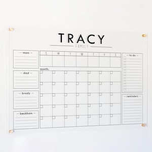 Personalized Acrylic Command Center, Dry Erase Weekly + Monthly + To Do List + Chore Chart, #3840