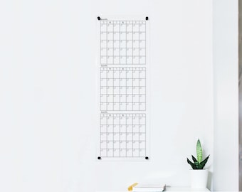 Dry Erase Quarterly Calendar on Acrylic for wall in Office or Home , Quarterly Wall Calendar , 3 Months Calendar on Acrylic , Work from Home
