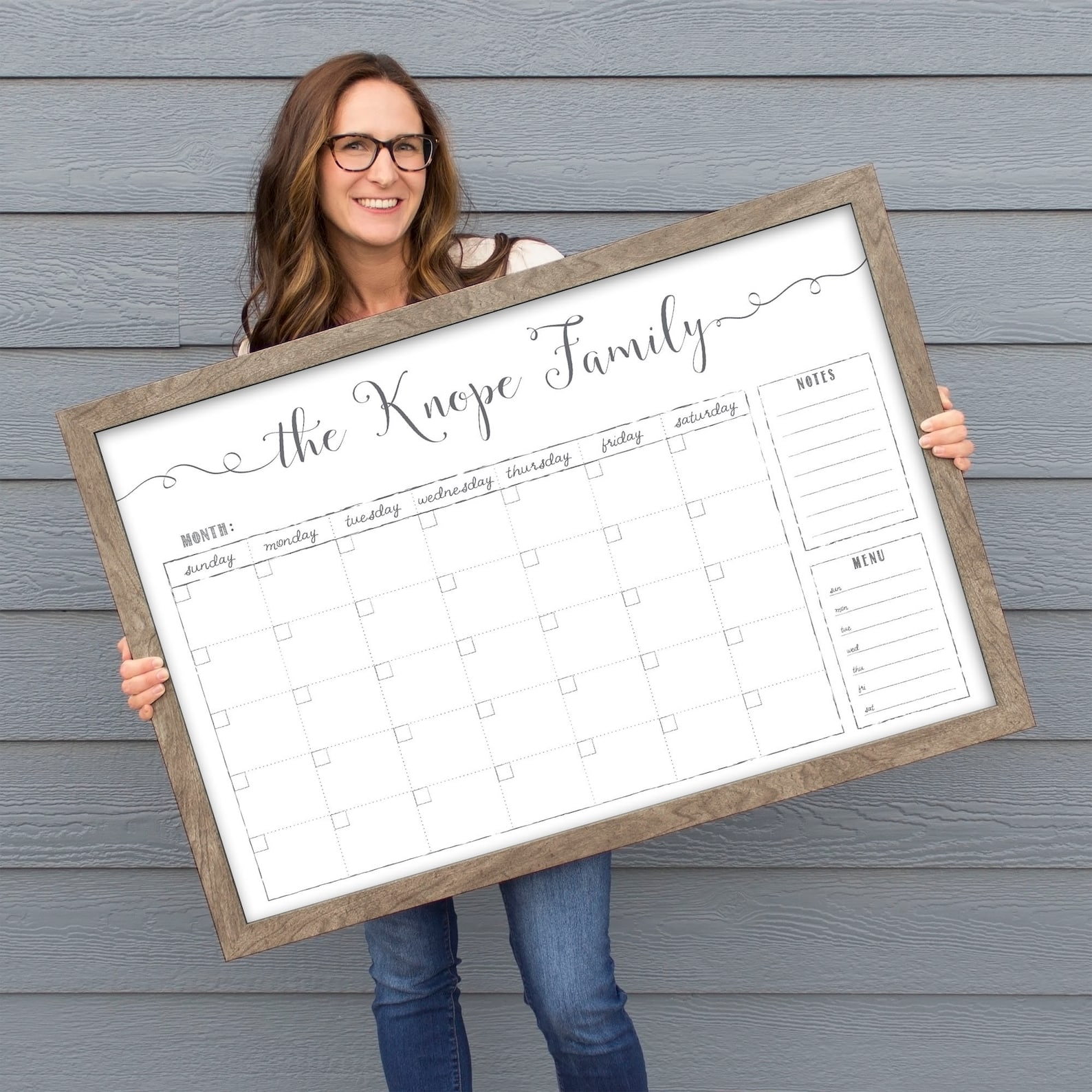 Large Whiteboard Calendar 24x36 dry erase reusable framed Etsy