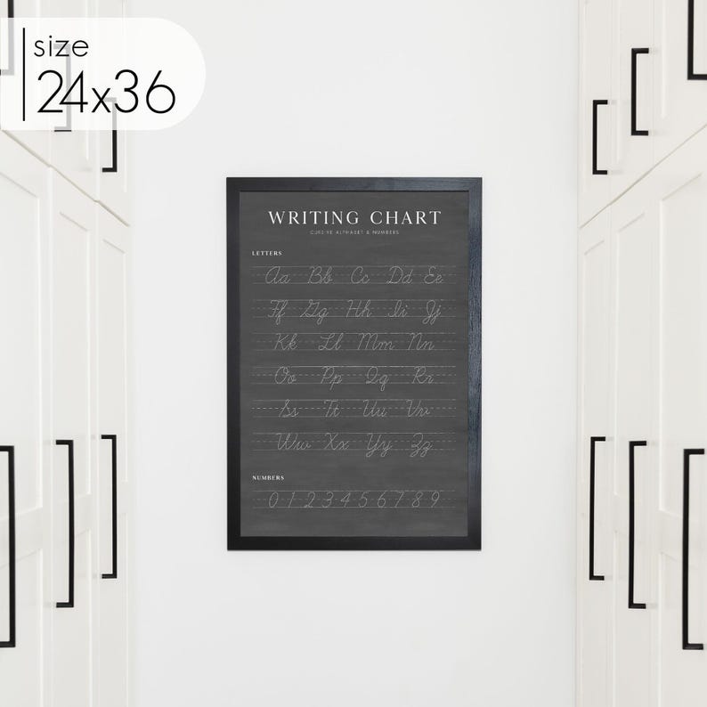 Framed Writing Chart for Homeschool Decor or Playroom With Dry-erase ...