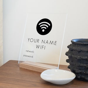 Custom Wifi Password Sign on Acrylic and/or Dry-erase Wifi Network Sign for Guests | More Sizes & Designs Available