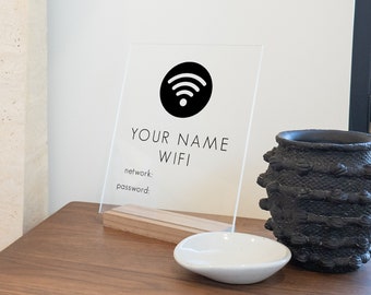 Custom Wifi Password Sign on Acrylic and/or Dry-erase Wifi Network Sign for Guests | More Sizes & Designs Available