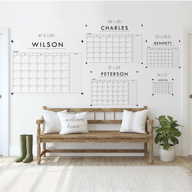 Personalized Acrylic Calendar for Wall in home 2024 Calendar Reusable for Wall Acrylic Family Planner Wall Calendar Dry Erase Calendar image 4