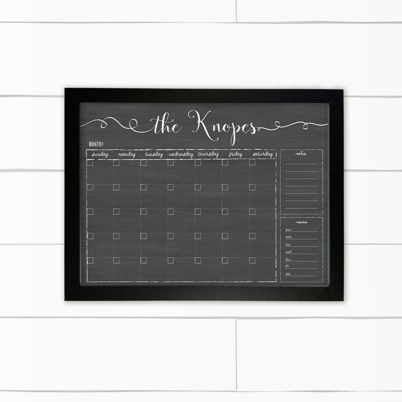 Personalized Dry Erase Chalkboard Calendar Small OR Large Etsy