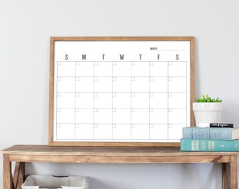 Minimalist Dry Erase Framed Calendar for Wall Whiteboard, Not Personalized, Framed Calendar for Office, Kitchen or Home | Dwyer