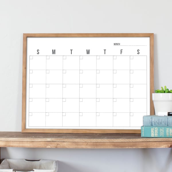 Minimalist Dry Erase Framed Calendar for Wall Whiteboard, Not Personalized, Framed Calendar for Office, Kitchen or Home | Dwyer