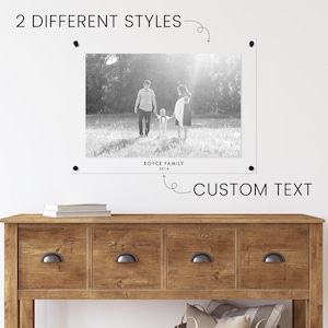 Marco de fotos acrílico personalizado con texto impreso personalizado